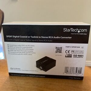 StarTech SPDIF Digital Coaxial or Toslink to Stereo RCA Audio Converter SPDIF2AA